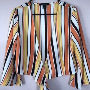 Striped Crop Top Tie-Front